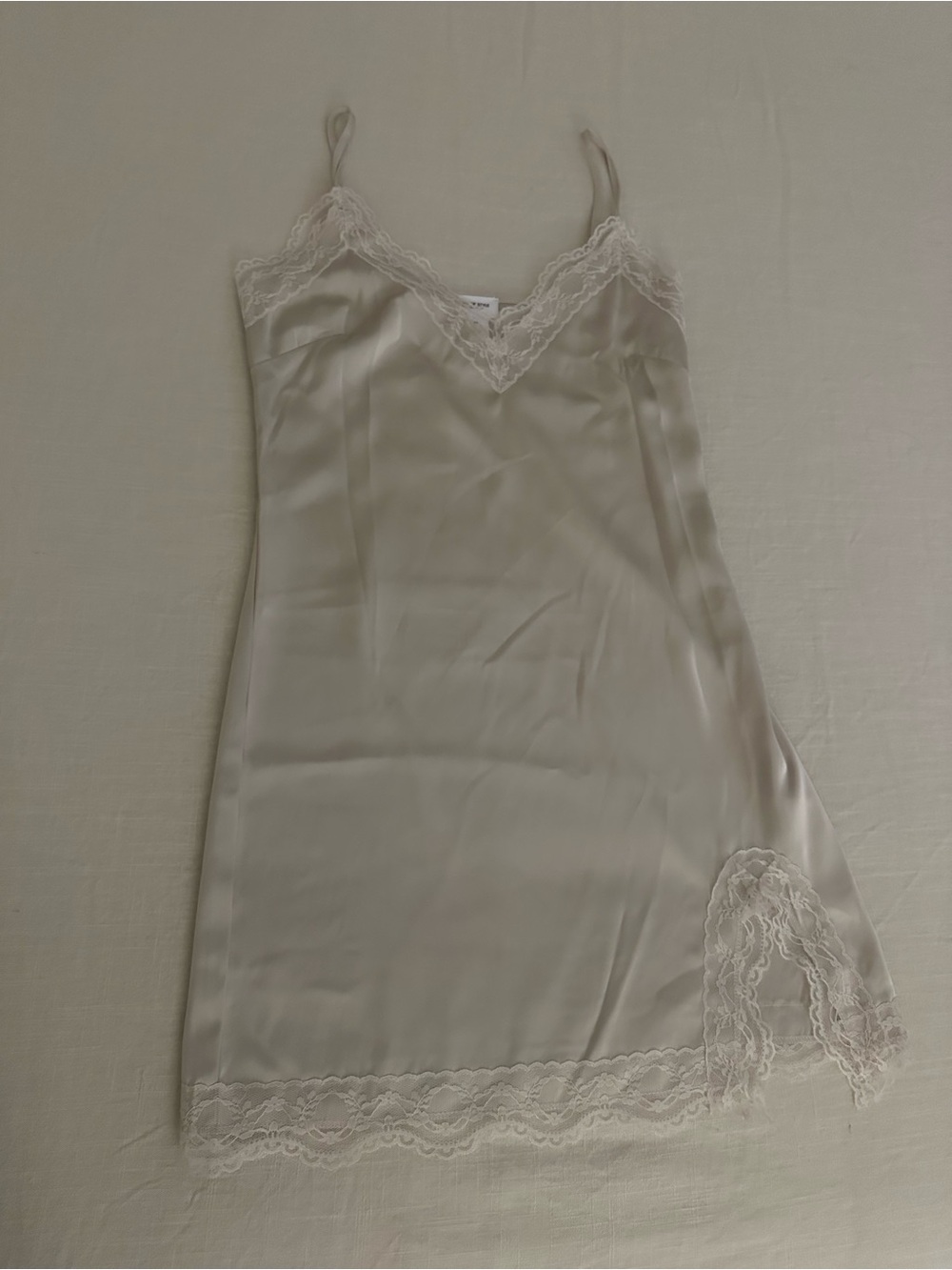 Song of Style Satin Lace-Trim Slip Dress in Cream
